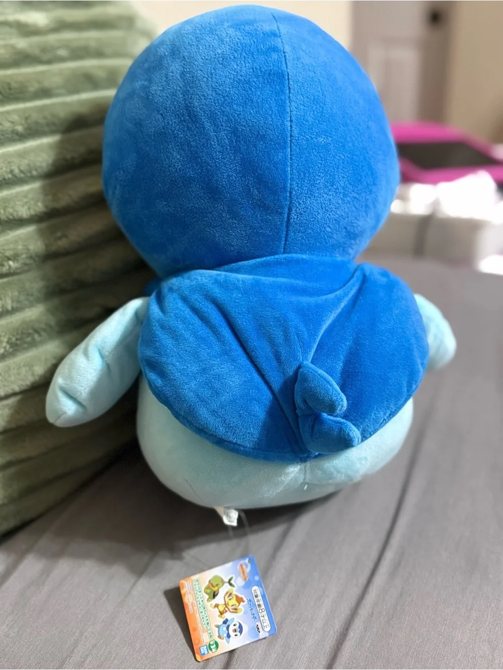 Blue Plush Penguin Small Pet Toy - Soft Light Blue and Yellow